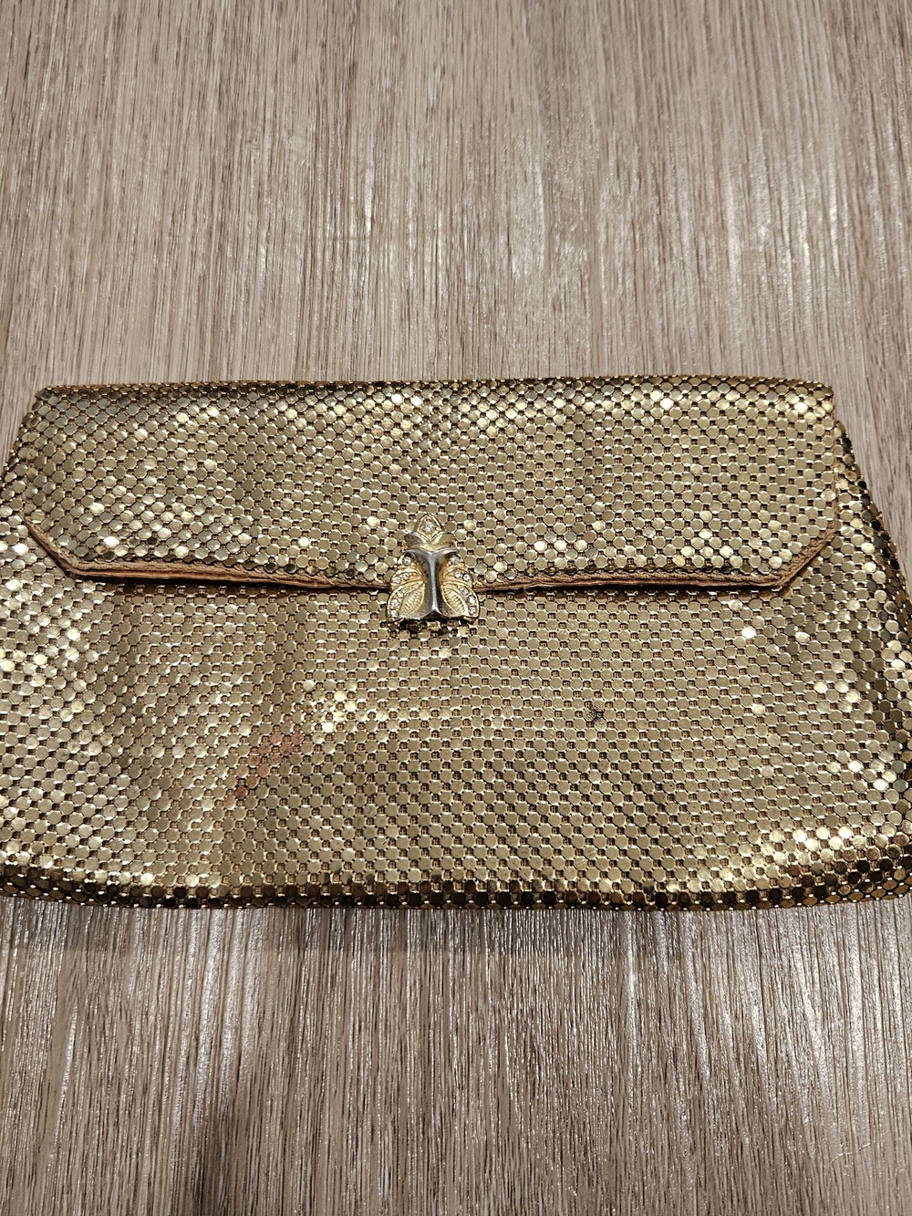Vintage 40s-50s Whiting & Davis Gold Metallic Evening Clutch